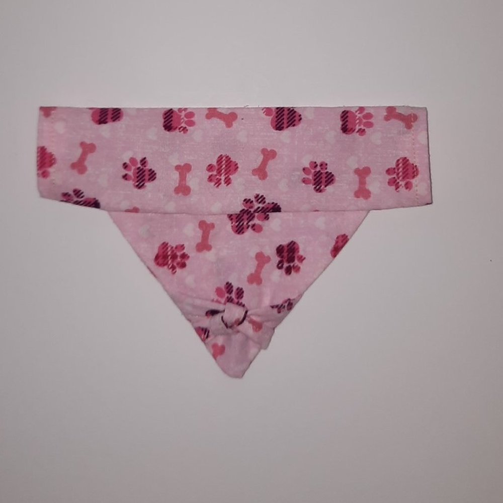 Pink Paw print Front Bow/ Over the collar Pet Dog Bandana